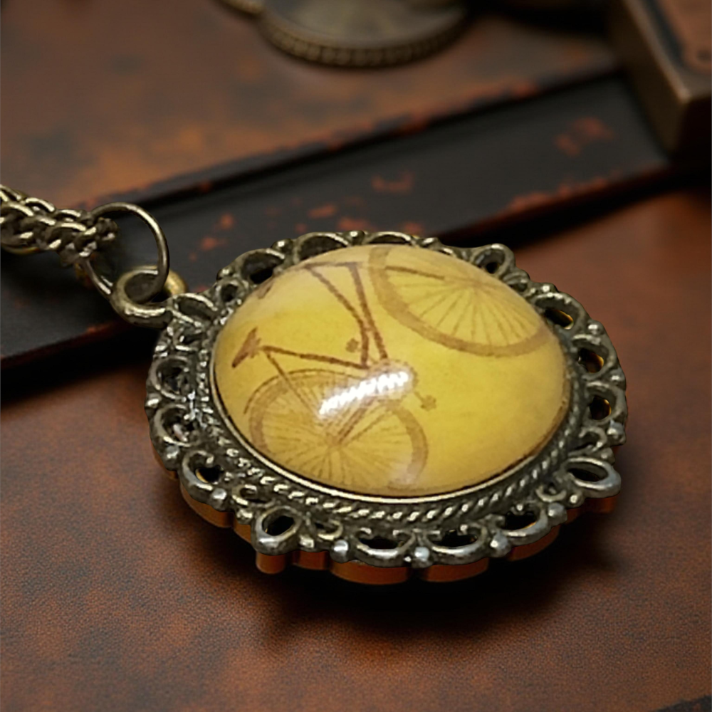 Wisiorek steampunk z grafiką - Rower VI