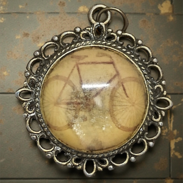 Wisiorek steampunk z grafiką - Rower VII