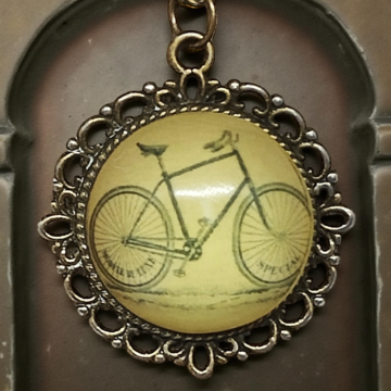 Wisiorek steampunk z grafiką - Rower VIII