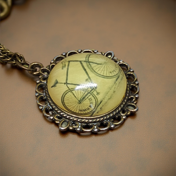 Wisiorek steampunk z grafiką - Rower VIII