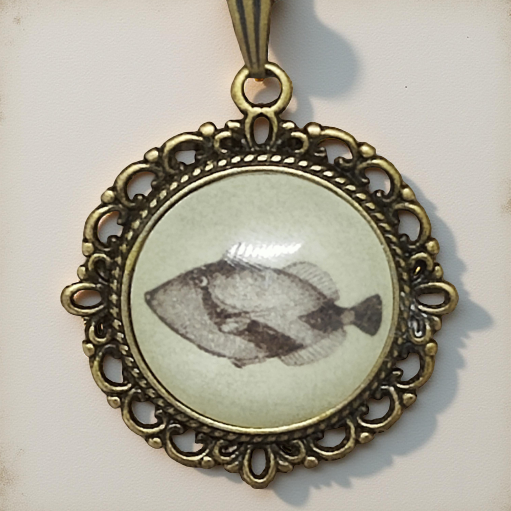 Wisiorek steampunk z grafiką - Ryba Rogatnica