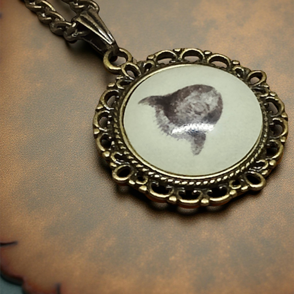 Wisiorek steampunk z grafiką - Ryba Samogłów