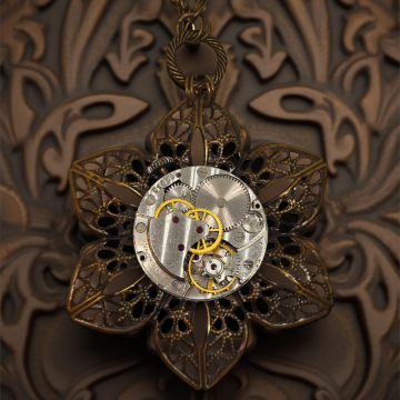 Wisiorek Steampunkowy Mechaniczny Kwiat