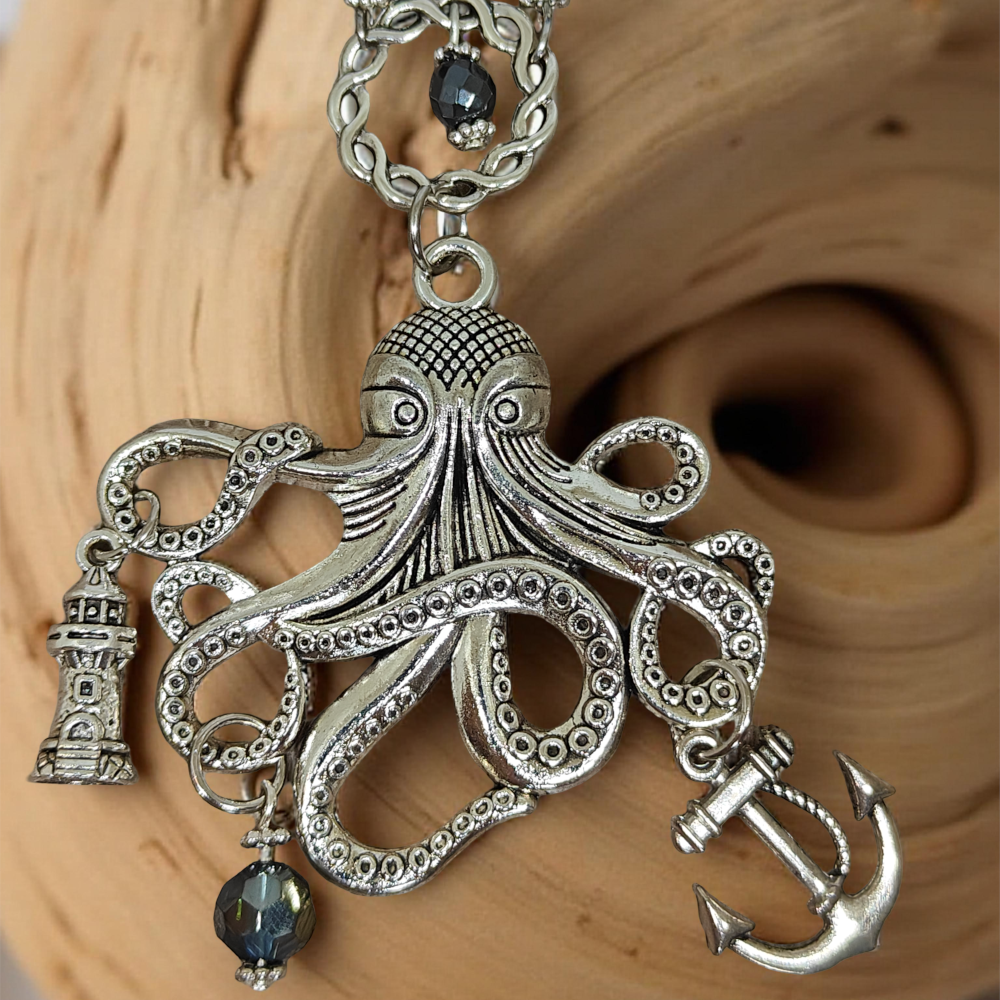 Wisiorek Steampunk Ośmiornica – Srebrna Edycja