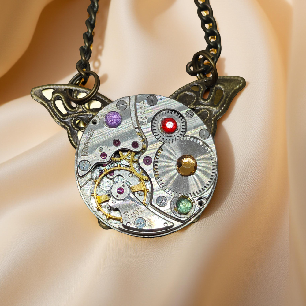 Zestaw Steampunk: Wisiorek + Kolczyki Motyle