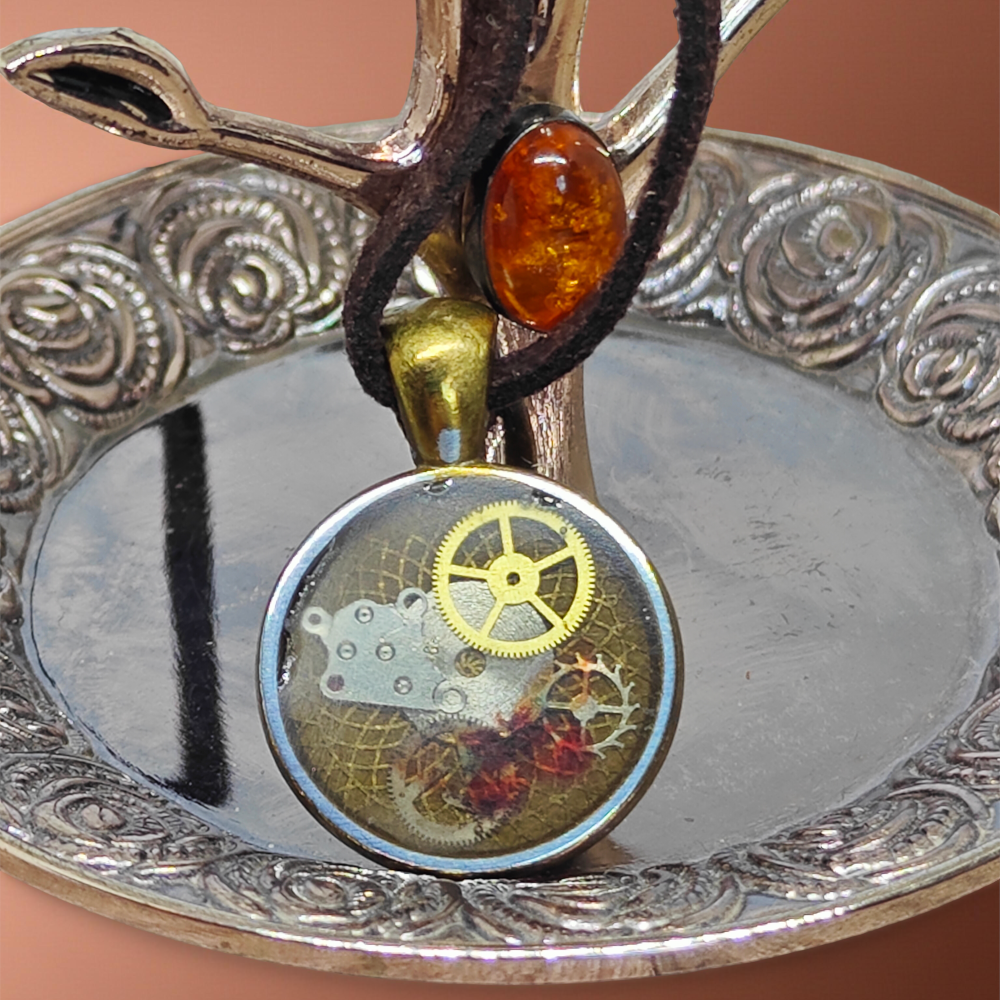 Industrial Pendant III – Steampunk Jewelry With Watch Mechanisms