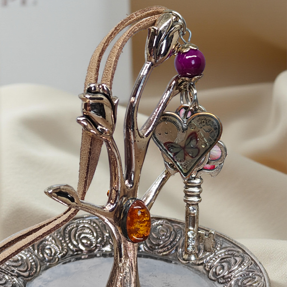 Industrial Pendant – Key with Heart and Watch Mechanisms