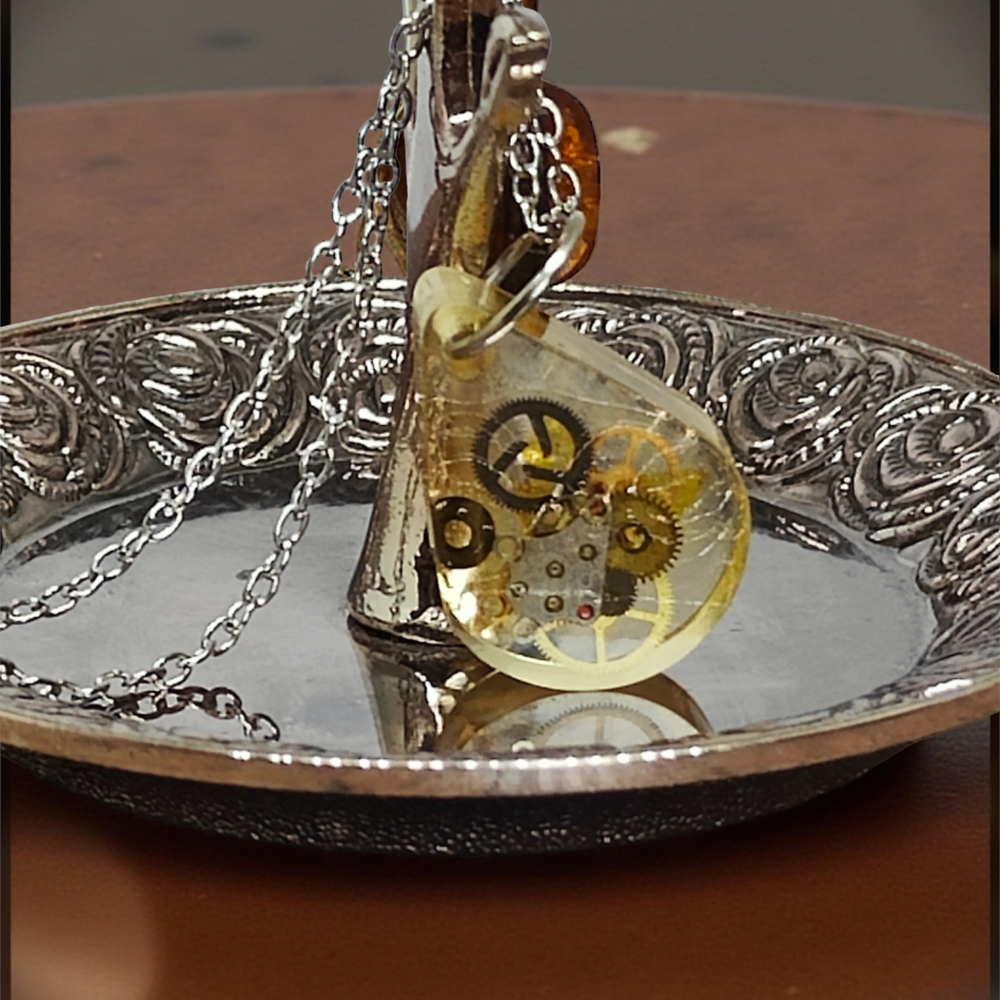 Industrial Pendant VI – Resin and Watch Mechanisms
