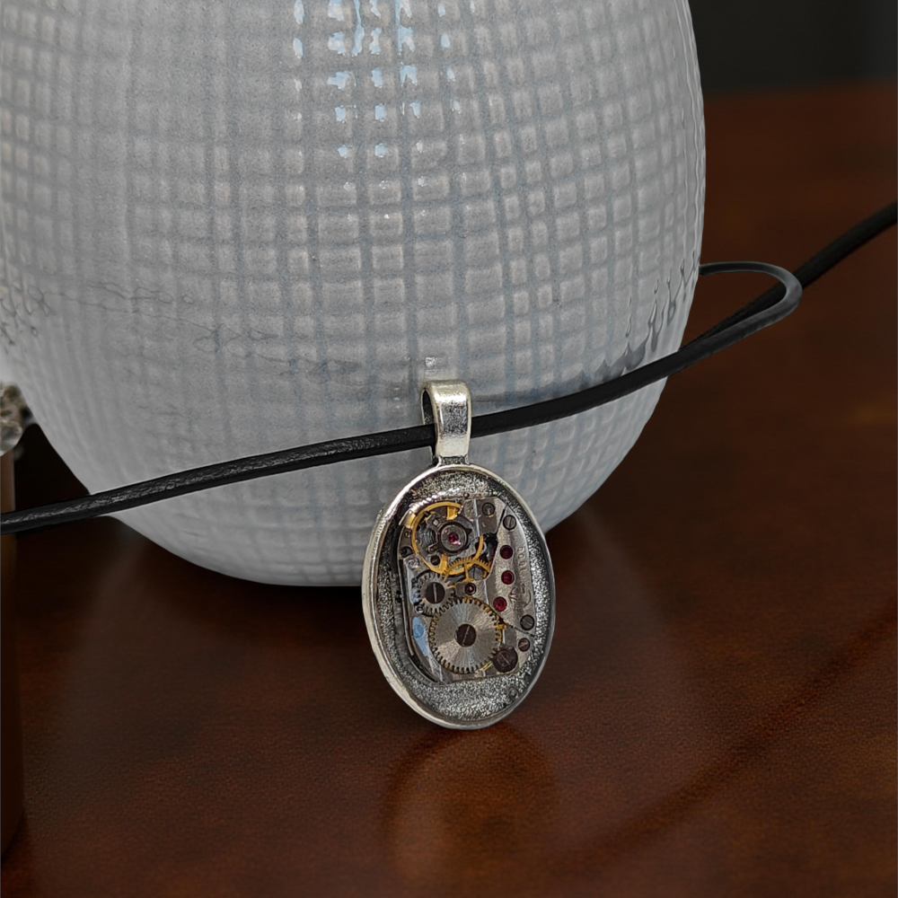 Industrialny Wisiorek Steampunkowy XXVII z Mechanizmem Zegarka