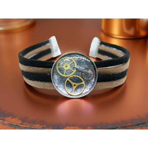 Industrialno-Steampunkowa Bransoletka Srebrna IV