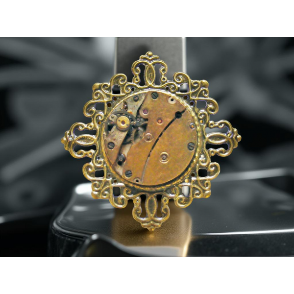 Steampunkowa Broszka z Mechanizmem Zegarkowym – ...
