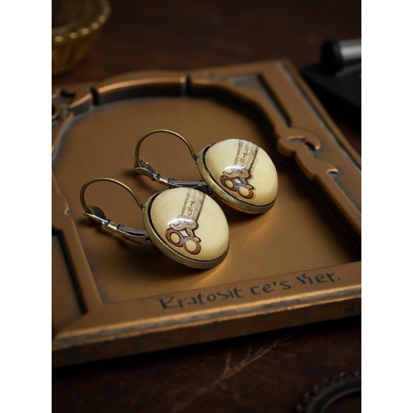 Kolczyki steampunk z grafiką - Nożyczki
