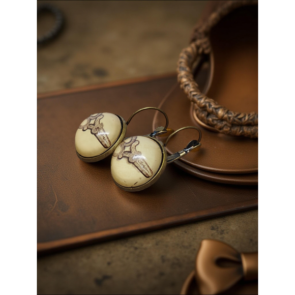 Kolczyki steampunk z grafiką - Nożyczki