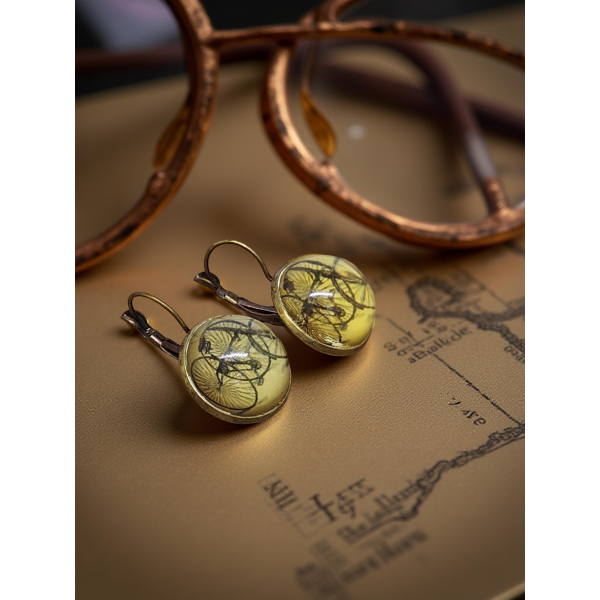 Kolczyki steampunk z grafiką - Tricykl I