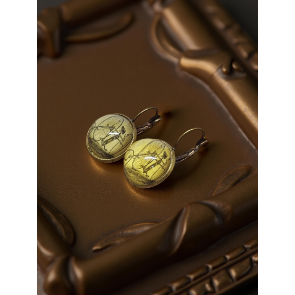 Kolczyki steampunk z grafiką - Tricykl II