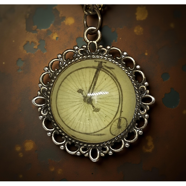 Wisiorek steampunk z grafiką - Bicykl I