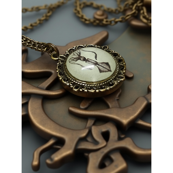 Wisiorek steampunk z grafiką - Kałamarnica
