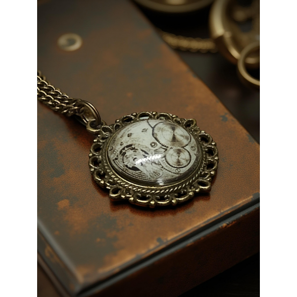Wisiorek steampunk z grafiką - Mechanizm I