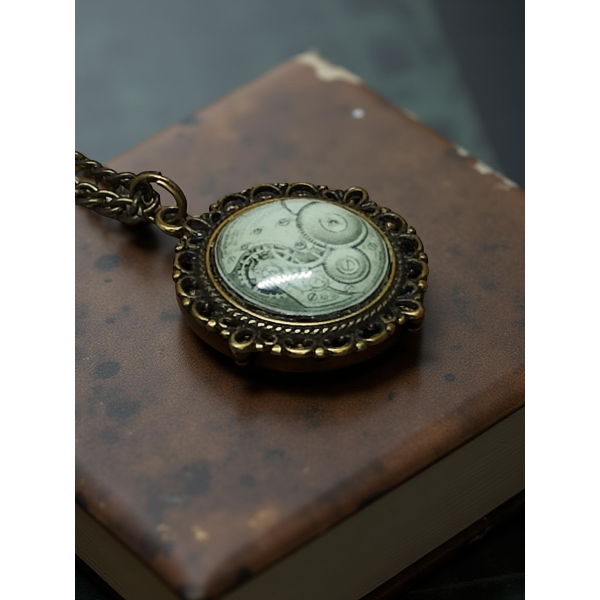 Wisiorek steampunk z grafiką - Mechanizm II