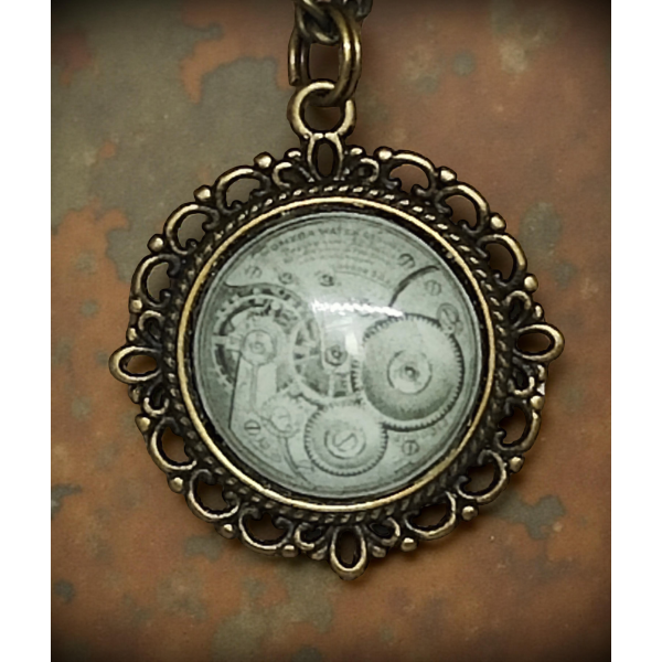 Wisiorek steampunk z grafiką - Mechanizm II