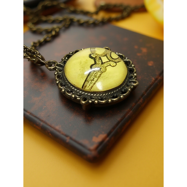 Wisiorek steampunk z grafiką - Nożyczki