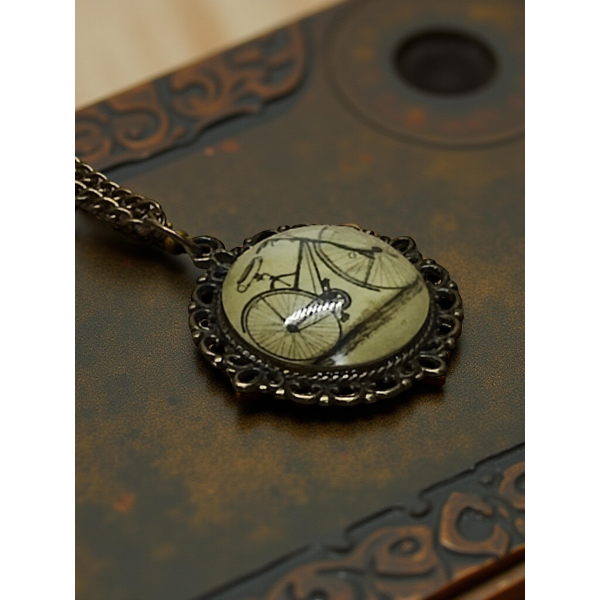 Wisiorek steampunk z grafiką - Rower I