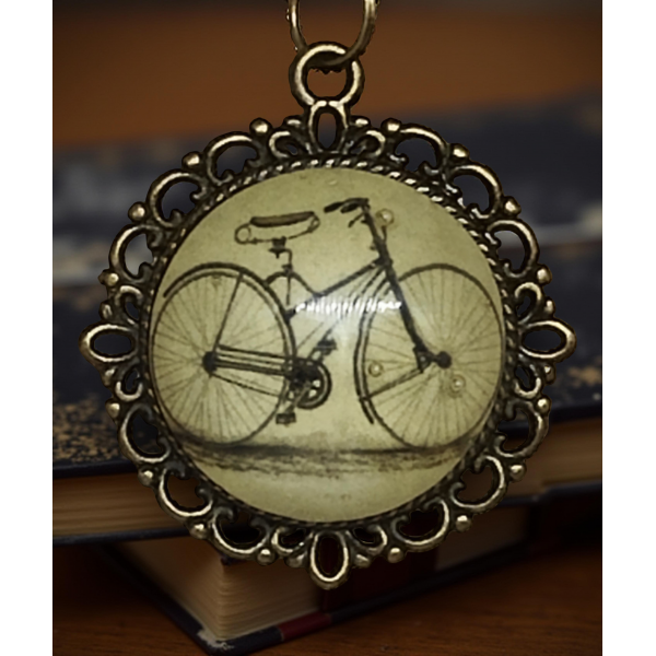 Wisiorek steampunk z grafiką - Rower I