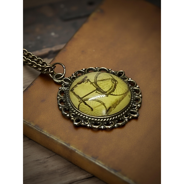 Wisiorek steampunk z grafiką - Rower II