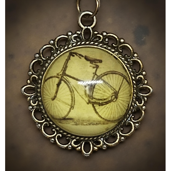 Wisiorek steampunk z grafiką - Rower II