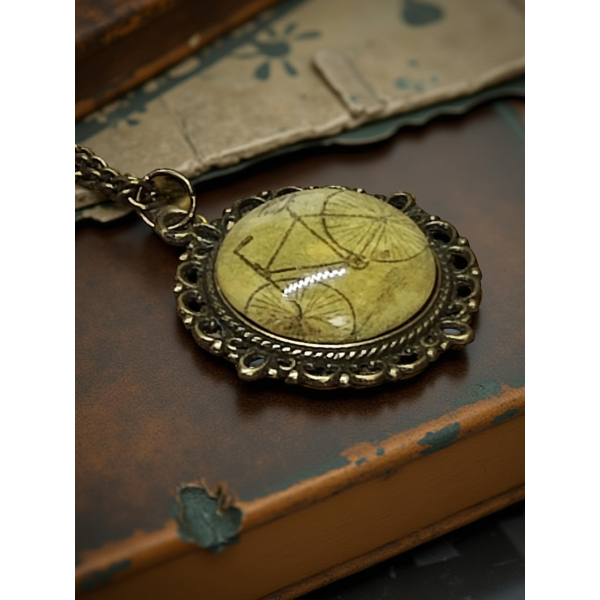 Wisiorek steampunk z grafiką - Rower IV