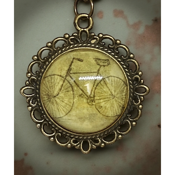 Wisiorek steampunk z grafiką - Rower IV