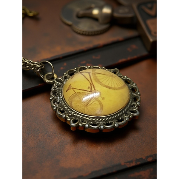 Wisiorek steampunk z grafiką - Rower VI
