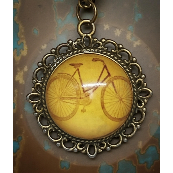 Wisiorek steampunk z grafiką - Rower VI