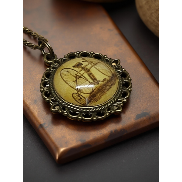 Wisiorek steampunk z grafiką - Tricykl II