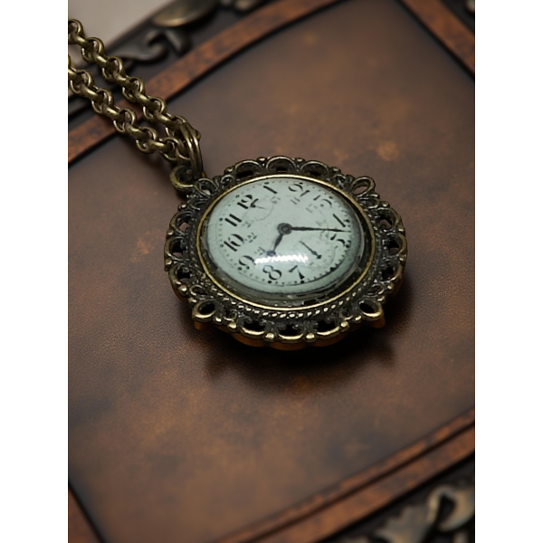 Wisiorek steampunk z grafiką - Zegarek III