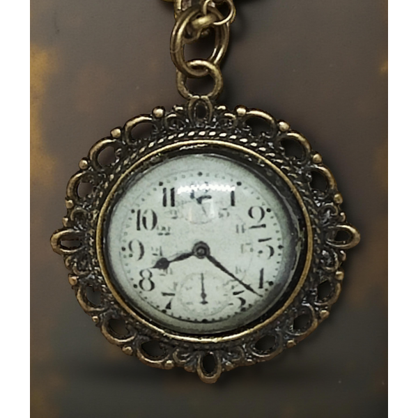 Wisiorek steampunk z grafiką - Zegarek III