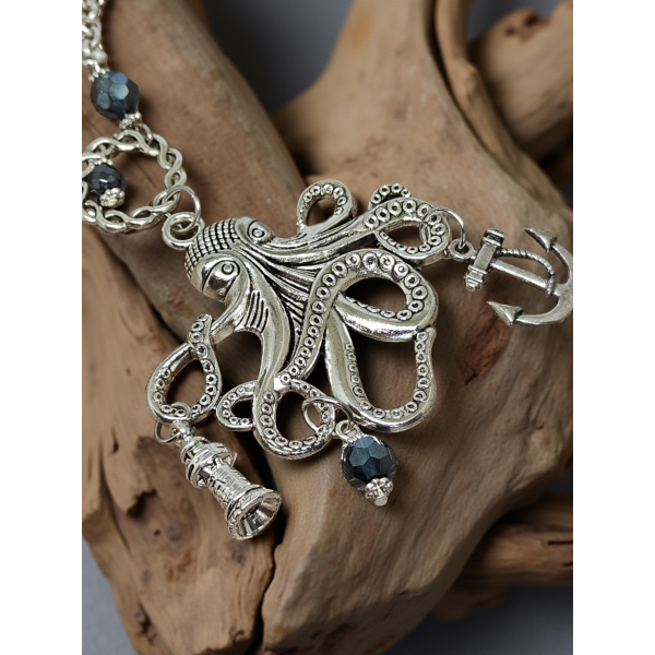Wisiorek Steampunk Ośmiornica – Srebrna Edycja