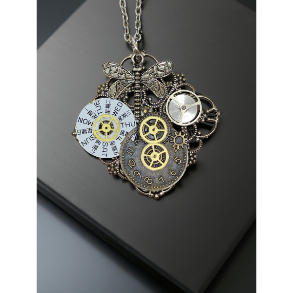 Wisiorek Steampunkowy XVII z Mechanizmami Zegarkow...